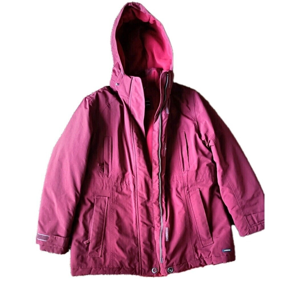 Lands End Squall Hooded Parka Anorak Medium 10/12 Burgundy Red Ski Jacket